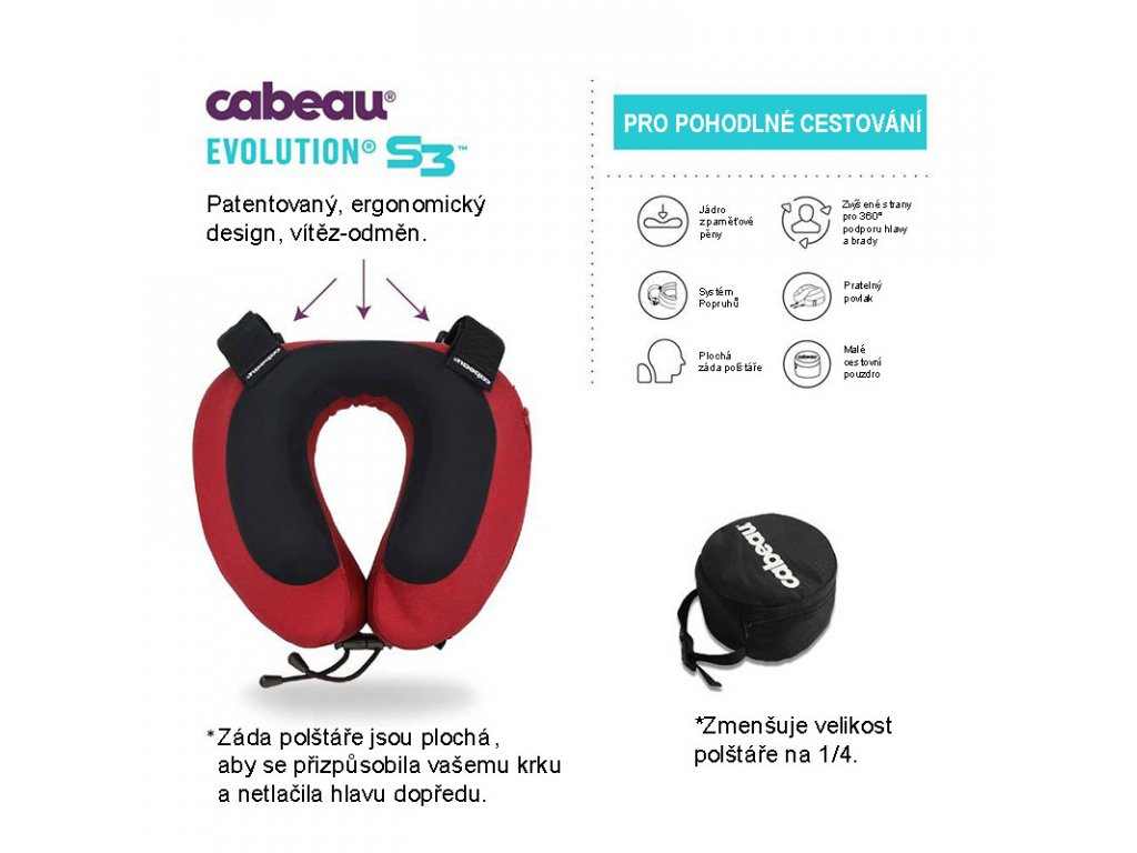 cabeau-air-cestovni-polstarek-za-krk-evolution-s3-cervena